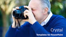  Presentation with shooting - Amazing slide deck having senior-man-shooting-photos backdrop and a navy blue colored foreground