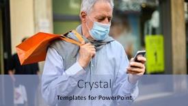  Presentation with masks - Beautiful slides featuring senior-man-shopping-outdoor backdrop and a light blue colored foreground