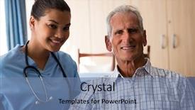  Presentation with community health nursing - PPT theme with senior man sitting in nursing background and a seafoam green colored foreground