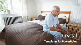  Presentation with bed - PPT layouts featuring senior man sitting on bed background and a tawny brown colored foreground