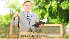  Presentation with man sitting bench - PPT theme consisting of senior man sitting background and a  colored foreground