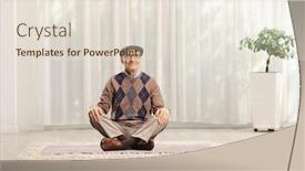  Presentation with 3d man sitting question mark - Slides having senior-man-sitting background and a lemonade colored foreground