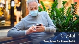  Presentation with man sitting bench - Beautiful presentation theme featuring senior-man-sitting backdrop and a ocean colored foreground