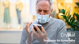  Presentation with man sitting bench - Amazing PPT theme having senior-man-sitting backdrop and a gray colored foreground