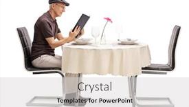  Presentation with restaurant menu - PPT layouts with senior-man-sitting background and a light gray colored foreground