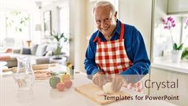 Presentation with confident - Slides featuring senior-man-smiling-confident-cutting background and a lemonade colored foreground