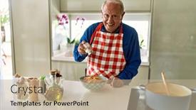  Presentation with confident - Theme having senior-man-smiling-confident-pouring background and a mint green colored foreground