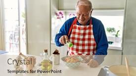  Presentation with confident - Presentation theme with senior-man-smiling-confident-pouring background and a soft green colored foreground