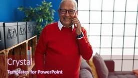  Presentation with confident - Slide deck enhanced with senior-man-smiling-confident-talking background and a wine colored foreground