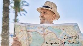  Presentation with confident - PPT theme consisting of senior-man-smiling-confident-wearing background and a soft green colored foreground