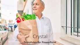  Presentation with food city - PPT layouts having senior-man-smiling-happy-holding background and a lemonade colored foreground