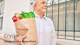 Presentation with food city - PPT layouts consisting of senior-man-smiling-happy-holding background and a lemonade colored foreground