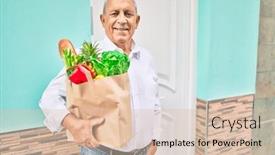  Presentation with food city - Presentation theme enhanced with senior-man-smiling-happy-holding background and a lemonade colored foreground