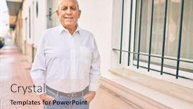  Presentation with walking - Slide set featuring senior-man-smiling-happy-walking background and a lemonade colored foreground