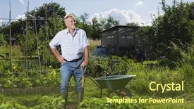  Presentation with community garden - Presentation theme consisting of senior man standing in community background and a tawny brown colored foreground
