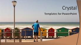  Presentation with rear view of bodyguard - Amazing slide set having senior man standing near railing backdrop and a light gray colored foreground