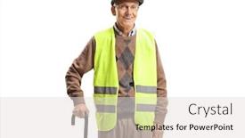  Presentation with cane - Slide deck featuring senior-man-standing background and a light gray colored foreground