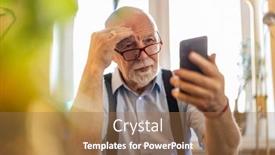  Presentation with smartphone - Theme with senior-man-staring background and a coral colored foreground