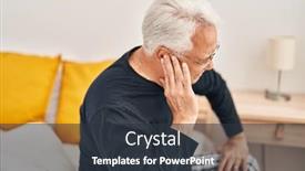  Presentation with ear - Presentation theme with senior-man-suffering-for-ear background and a tawny brown colored foreground