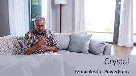  Presentation with heart attack - Cool new slide deck with senior man suffering from heart backdrop and a light gray colored foreground