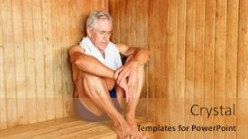  Presentation with senior spa - Presentation design enhanced with senior-man-sweats background and a gold colored foreground