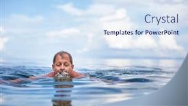  Presentation with senior care - Audience pleasing presentation design consisting of senior-man-swimming backdrop and a sky blue colored foreground