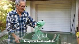  Presentation with garbage - Cool new presentation design with senior-man-taking-out-garbage backdrop and a gray colored foreground