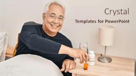  Presentation with treatment - Slide set consisting of senior-man-taking-pills-treatment background and a lemonade colored foreground