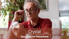  Presentation with prescription - Audience pleasing PPT theme consisting of senior-man-taking-prescription-medicine backdrop and a tawny brown colored foreground