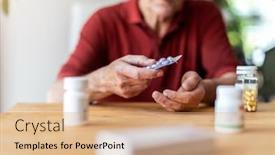  Presentation with prescription - Amazing slide set having senior-man-taking-prescription-medicine backdrop and a coral colored foreground