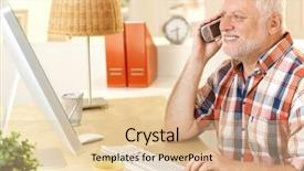  Presentation with senior smart home - Beautiful slides featuring senior man talking on cellphone backdrop and a lemonade colored foreground