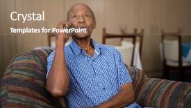  Presentation with nurse and mobile phone - Beautiful theme featuring senior man talking on mobile backdrop and a coral colored foreground