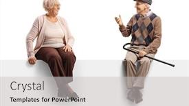  Presentation with blank - Presentation design having senior-man-talking background and a light gray colored foreground