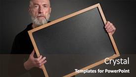  Presentation with business communication - Slide deck enhanced with senior-man-teacher-mentor background and a tawny brown colored foreground