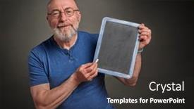  Presentation with business communication - Slides with senior-man-teacher-mentor background and a  colored foreground