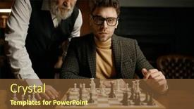  Presentation with teaching - Presentation theme with senior-man-teaching-young-guy background and a tawny brown colored foreground