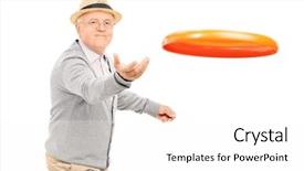  Presentation with frisbee - Audience pleasing slide deck consisting of senior man throwing a frisbee backdrop and a white colored foreground
