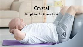  Presentation with weight loss - Cool new PPT theme with senior man training with fitball backdrop and a lemonade colored foreground