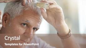  Presentation with hair loss - Beautiful slide set featuring senior man treating hair loss backdrop and a violet colored foreground