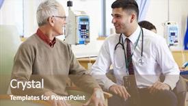  Presentation with chemotherapy - Presentation design having senior man undergoing chemotherapy background and a coral colored foreground