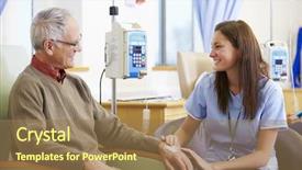  Presentation with chemotherapy - Beautiful presentation design featuring senior man undergoing chemotherapy backdrop and a coral colored foreground