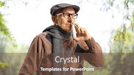  Presentation with spray - Presentation theme featuring senior-man-using-a-nose background and a tawny brown colored foreground