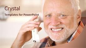  Presentation with closeup of ground spices cumin - Beautiful slides featuring senior man using landline phone backdrop and a lemonade colored foreground