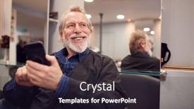  Presentation with mobile salon - Presentation design featuring senior-man-waiting background and a wine colored foreground