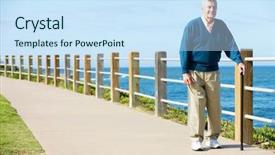  Presentation with path - Colorful presentation enhanced with senior man walking along path backdrop and a  colored foreground