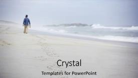  Presentation with honolulu senior on a beach - Colorful PPT layouts enhanced with senior man walking on beach backdrop and a light gray colored foreground