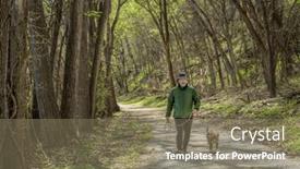  Presentation with steamboat - PPT layouts consisting of senior-man-walking background and a coral colored foreground