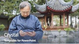  Presentation with senior asian - Audience pleasing slide deck consisting of old china - asian senior man watching backdrop and a ocean colored foreground