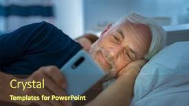  Presentation with senior smart home - Audience pleasing PPT layouts consisting of senior-man-watching-video backdrop and a tawny brown colored foreground