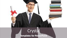  Presentation with graduation - Cool new slide deck with senior-man-wearing-a-graduation backdrop and a dark gray colored foreground